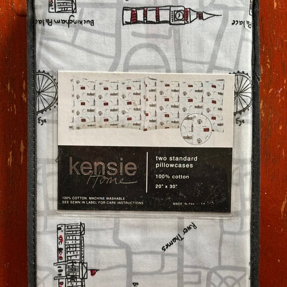 Kensie 2 Std Cotton Pillowcases LONDON Buckingham Palace, Big Ben, River Thames - Picture 4 of 4